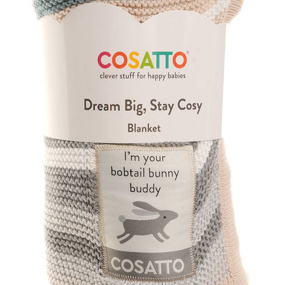 Cosatto knitted stripe baby blanket by Ziggle 100% cotton pram blanket 90 x 70 cm