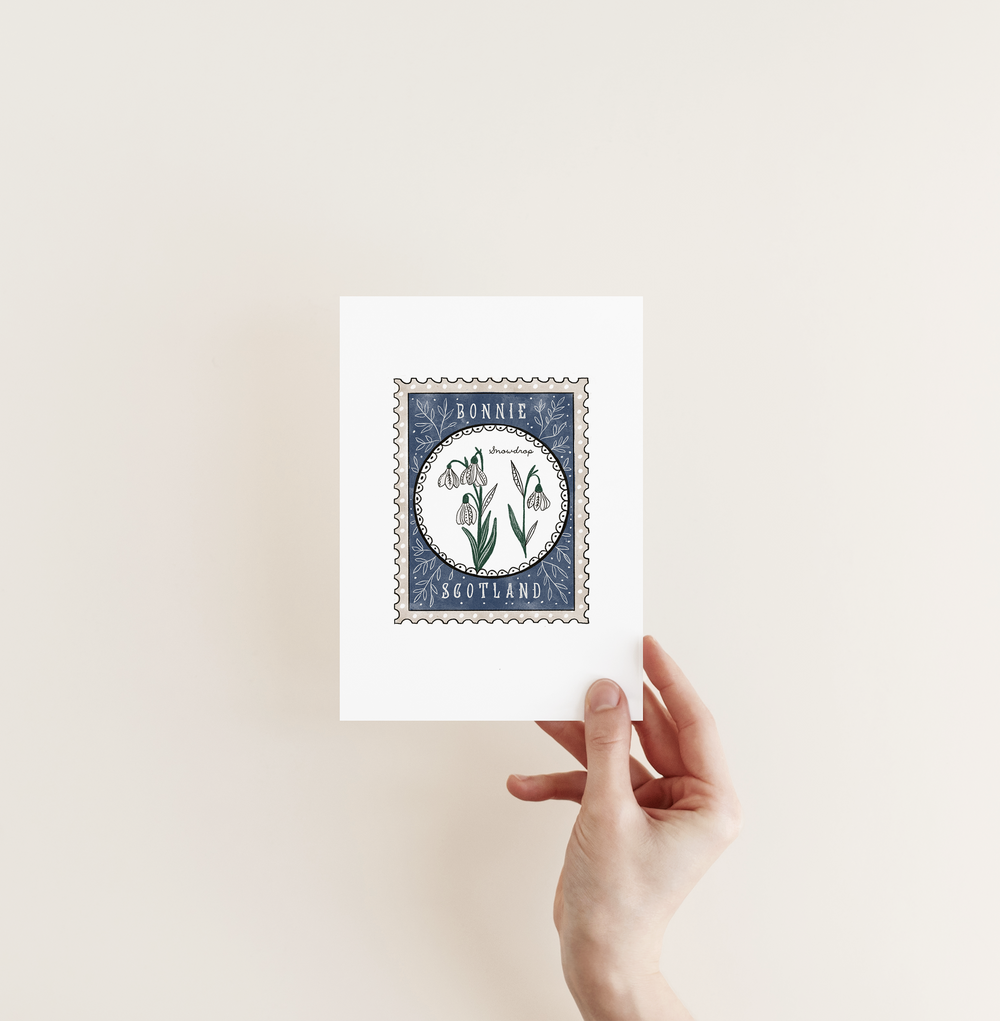 BONNIE SCOTLAND SNOWDROP STAMP CARD