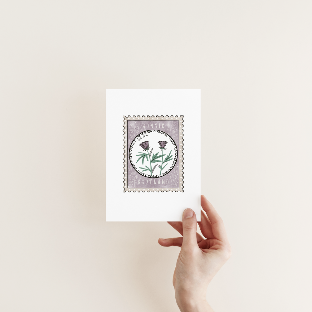 BONNIE SCOTLAND THISTLE STAMP CARD