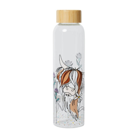 HIGHLAND COW GLASS BOTTLE