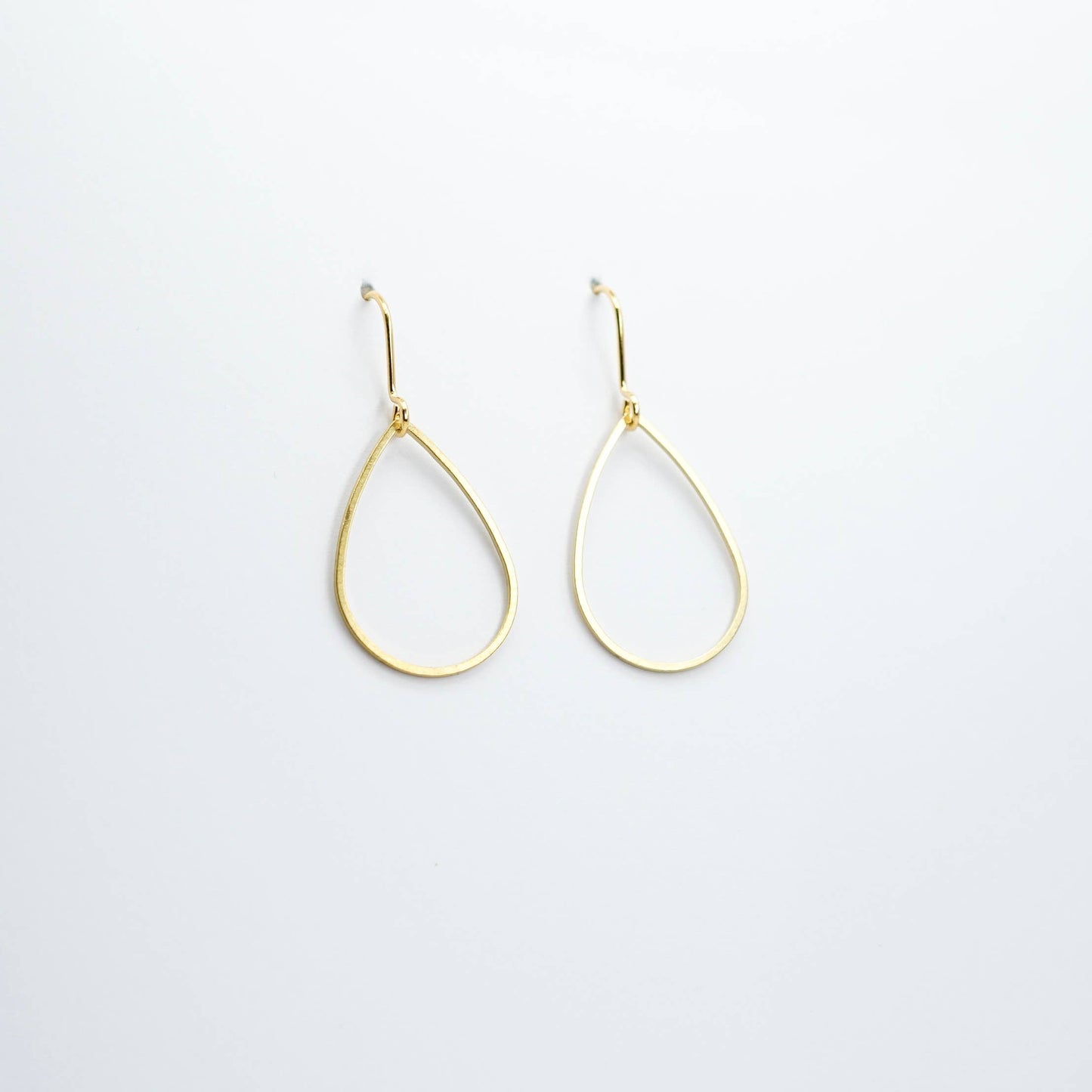Copper Bee Simplicity Collection open brass teardrop earrings with gold-plated nickel-free hooks