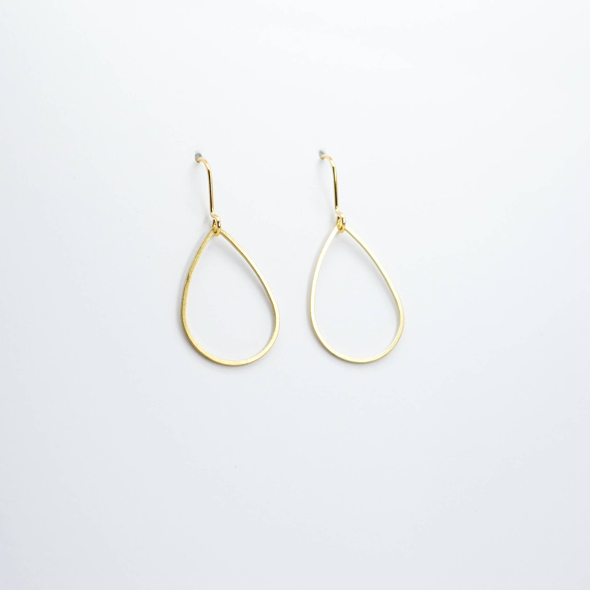 Copper Bee Simplicity Collection open brass teardrop earrings with gold-plated nickel-free hooks