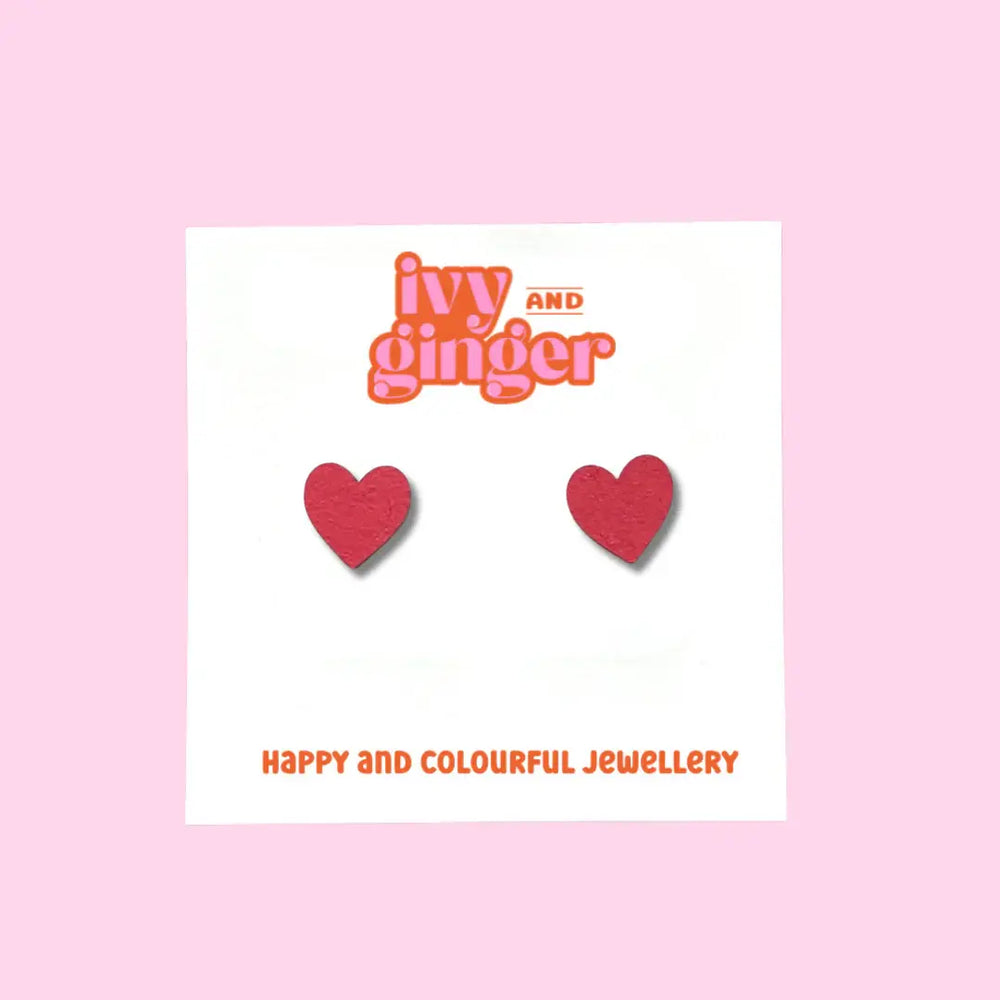 MINI BRIGHT RED HEART STUDS