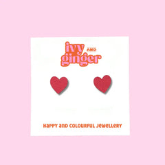 MINI BRIGHT RED HEART STUDS