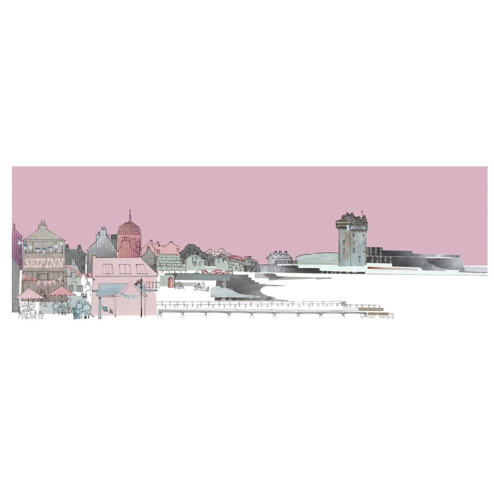 BROUGHTY FERRY SCENE WITH THE SHIP INN PINK