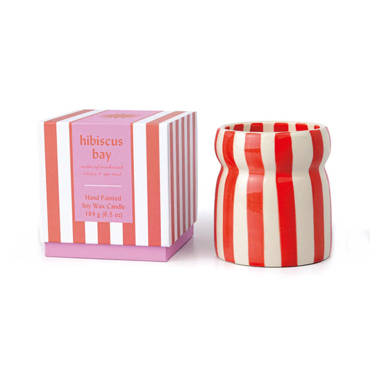 CABANA STRIPED CERAMIC CANDLES