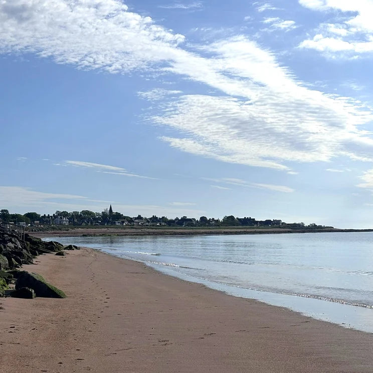 Carnoustie Bay View along beach that was the imspiration for the Moon Over Carnoustie Bay Necklace