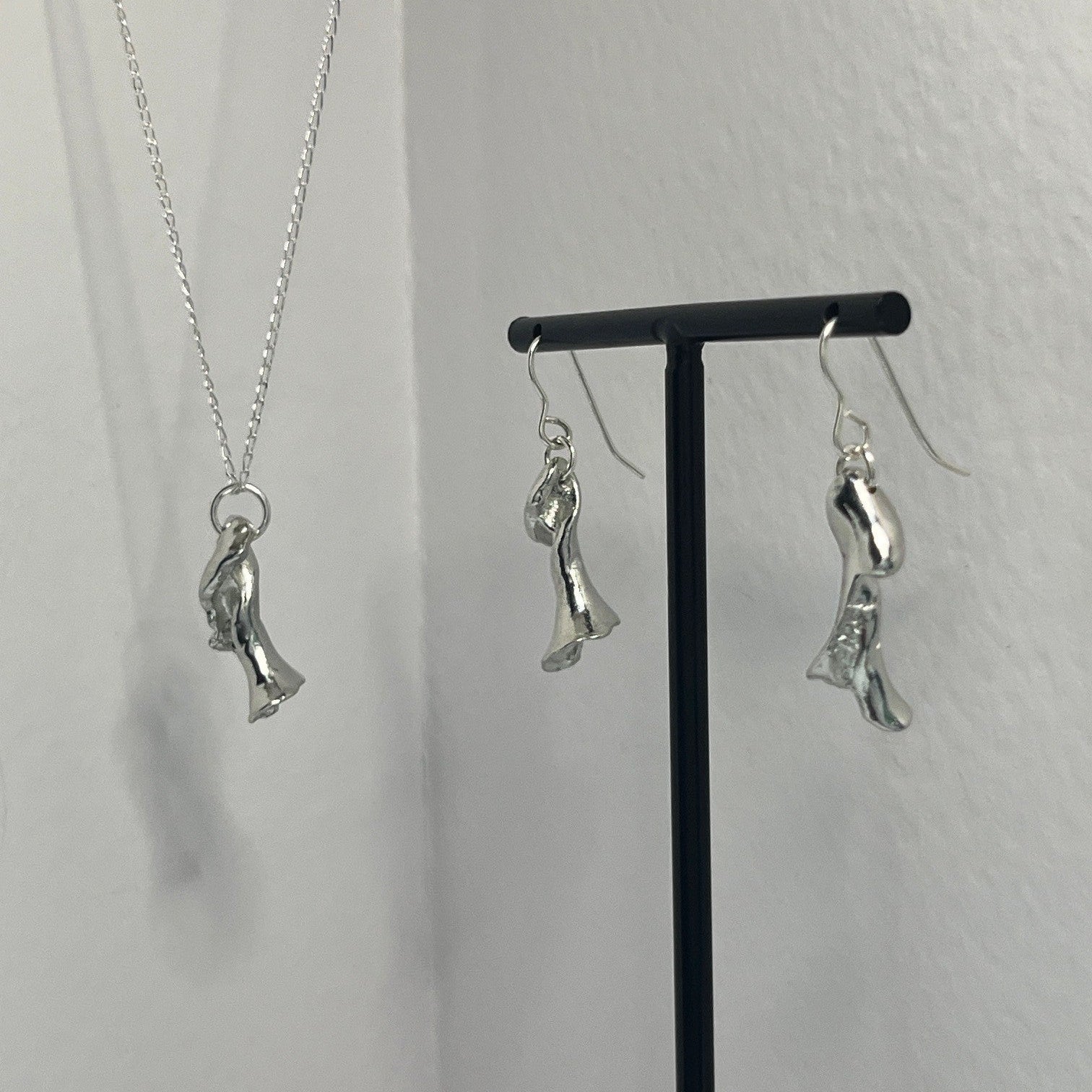 Pewter shell necklace and earring set handmade in Scotland cast from real shells jewellery