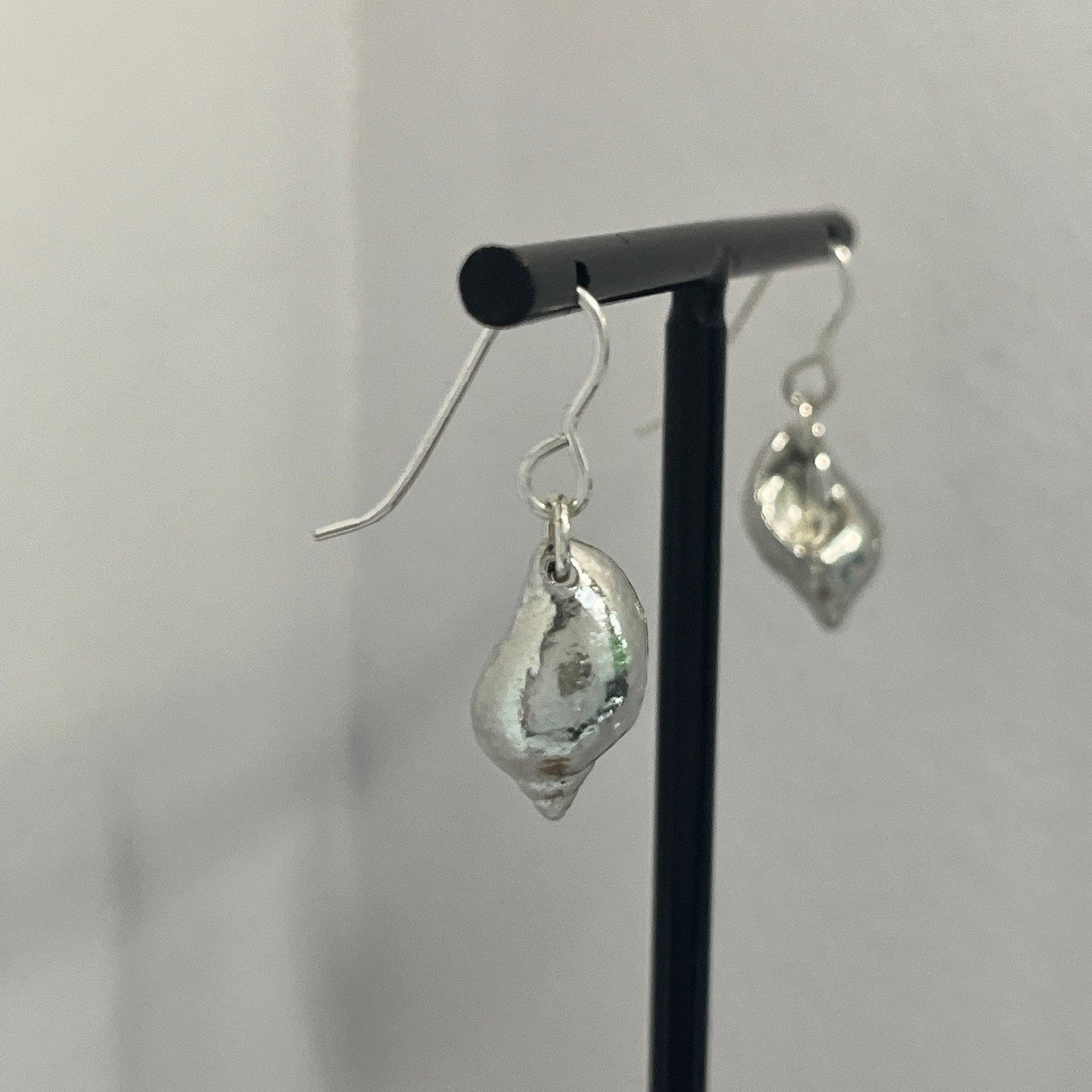 Pewter shell earrings handmade in Scotland cast from real shells jewellery