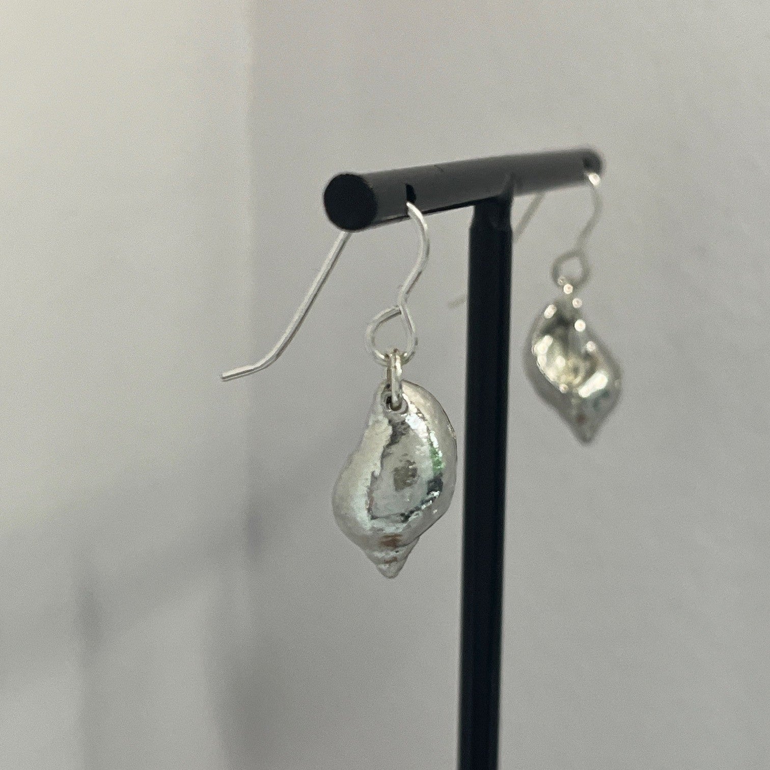 Pewter shell earrings handmade in Scotland cast from real shells jewellery