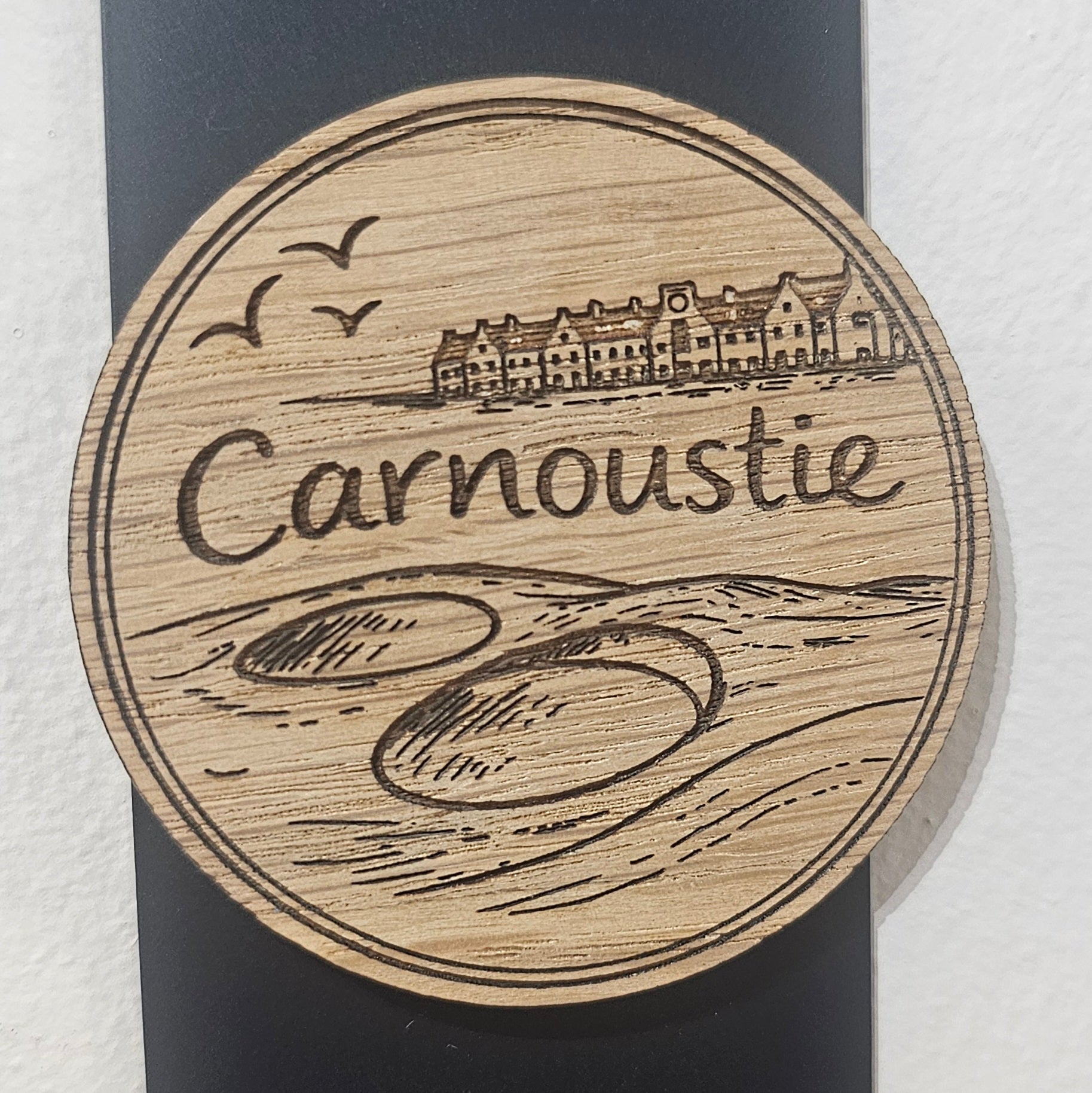 Handmade wooden Carnoustie landmark magnets by The Altered State featuring Golf Hotel image by HAYM