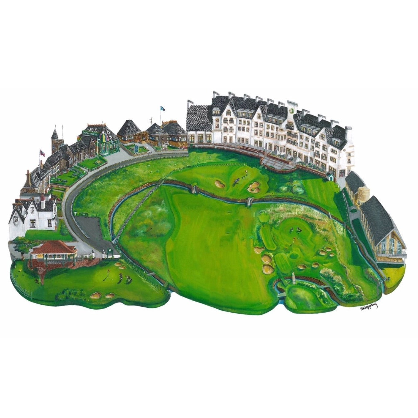 Carnoustie golf course A3 giclee print signed Nicola Kleppang
