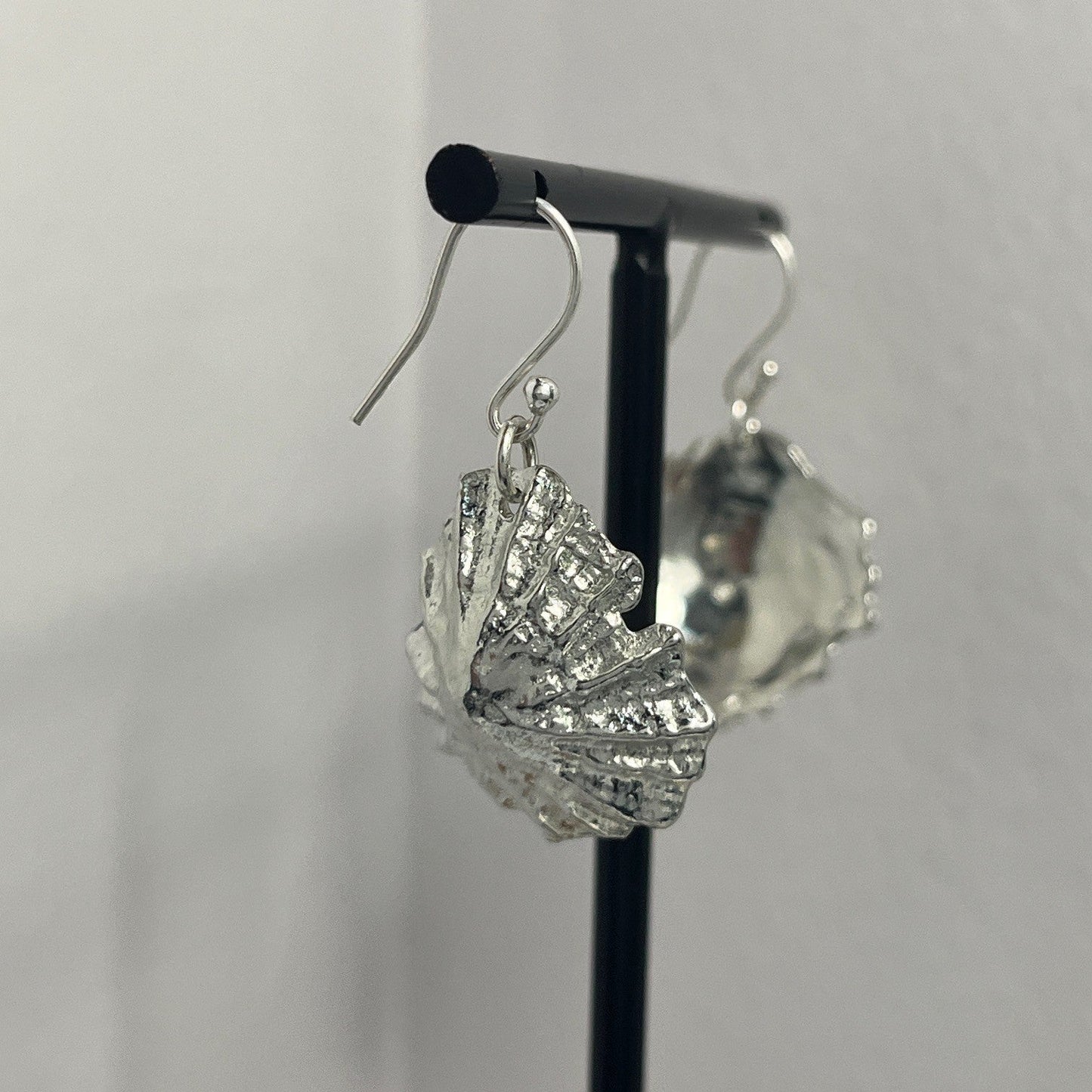 Pewter shell earrings handmade in Scotland cast from real shells jewellery