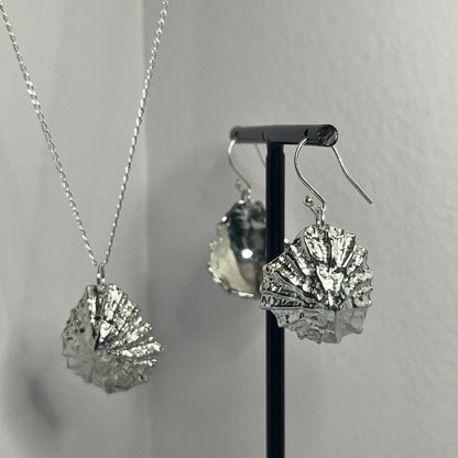Pewter shell necklace and earring set handmade in Scotland cast from real shells jewellery
