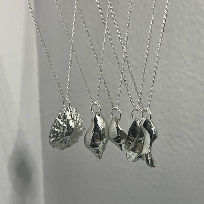 Pewter shell necklaces handmade in Scotland cast from real shells jewellery