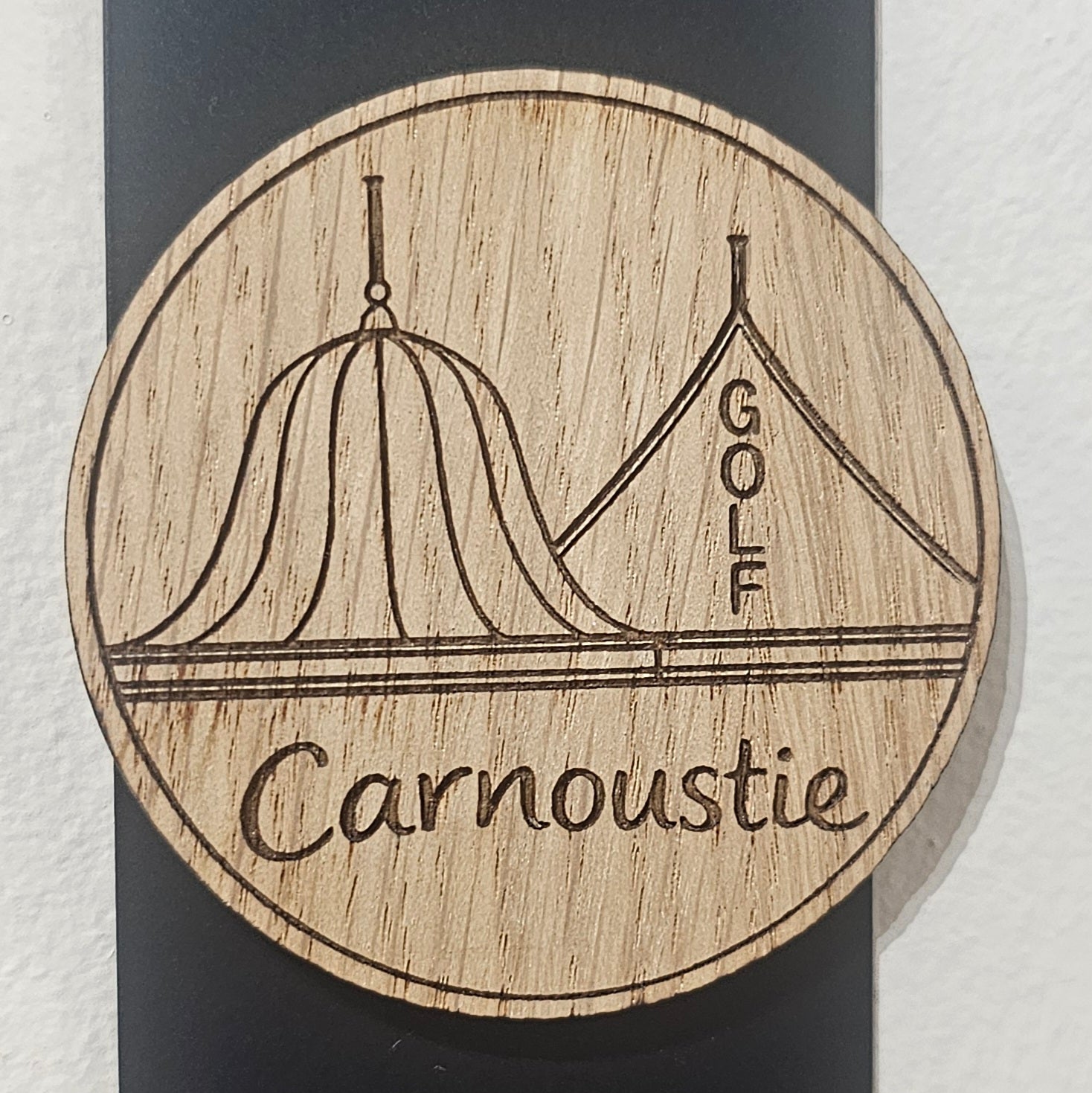 Handmade wooden Carnoustie landmark magnets by The Altered State featuring Simpsons Golf Shop image by HAYM