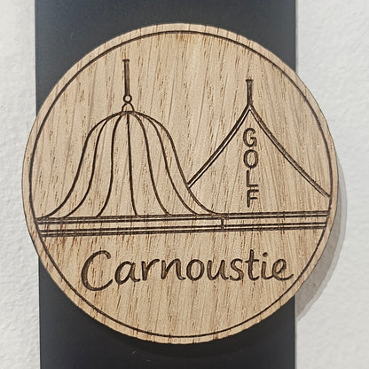 Handmade wooden Carnoustie landmark magnets by The Altered State featuring Simpsons Golf Shop image by HAYM
