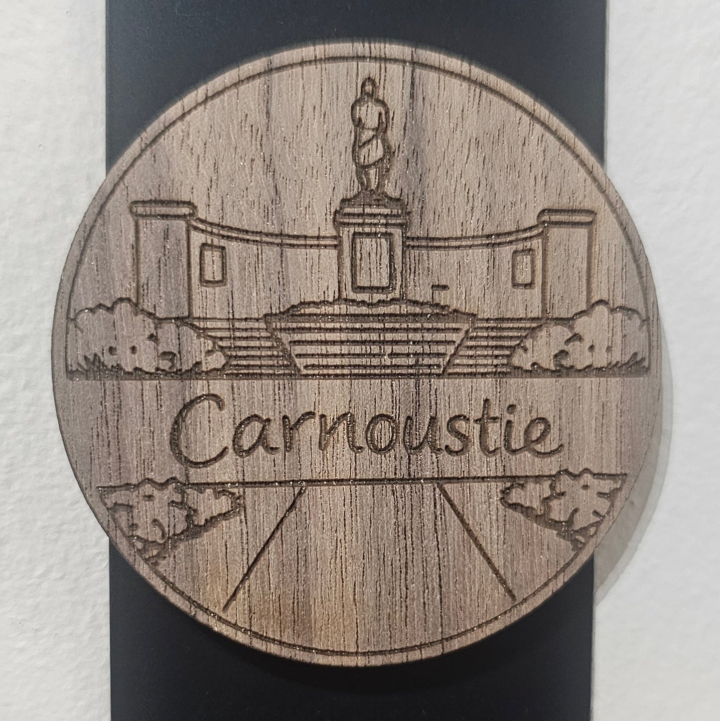 Handmade wooden Carnoustie landmark magnets by The Altered State featuring War Memorial image by HAYM