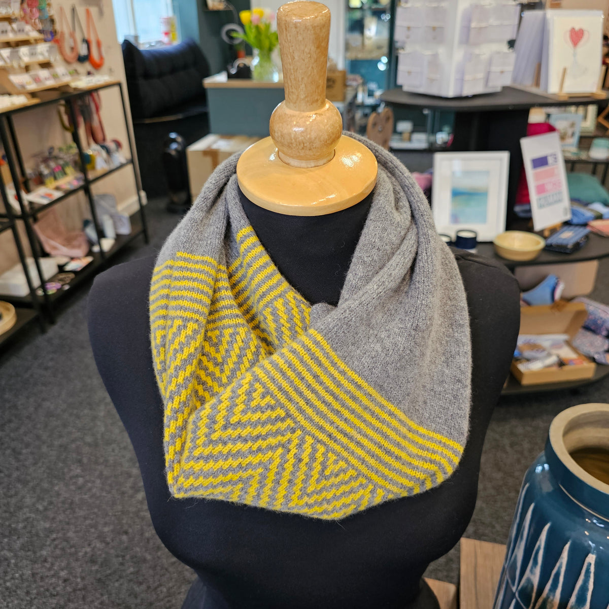 Mitchell + Black Chevron short snood handcrafted in Scotland from 100% lambswool