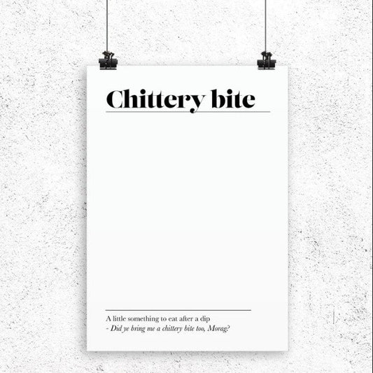 Chittery Bite Scottish A5 Definition wall art print designed and printed in Edinburgh
