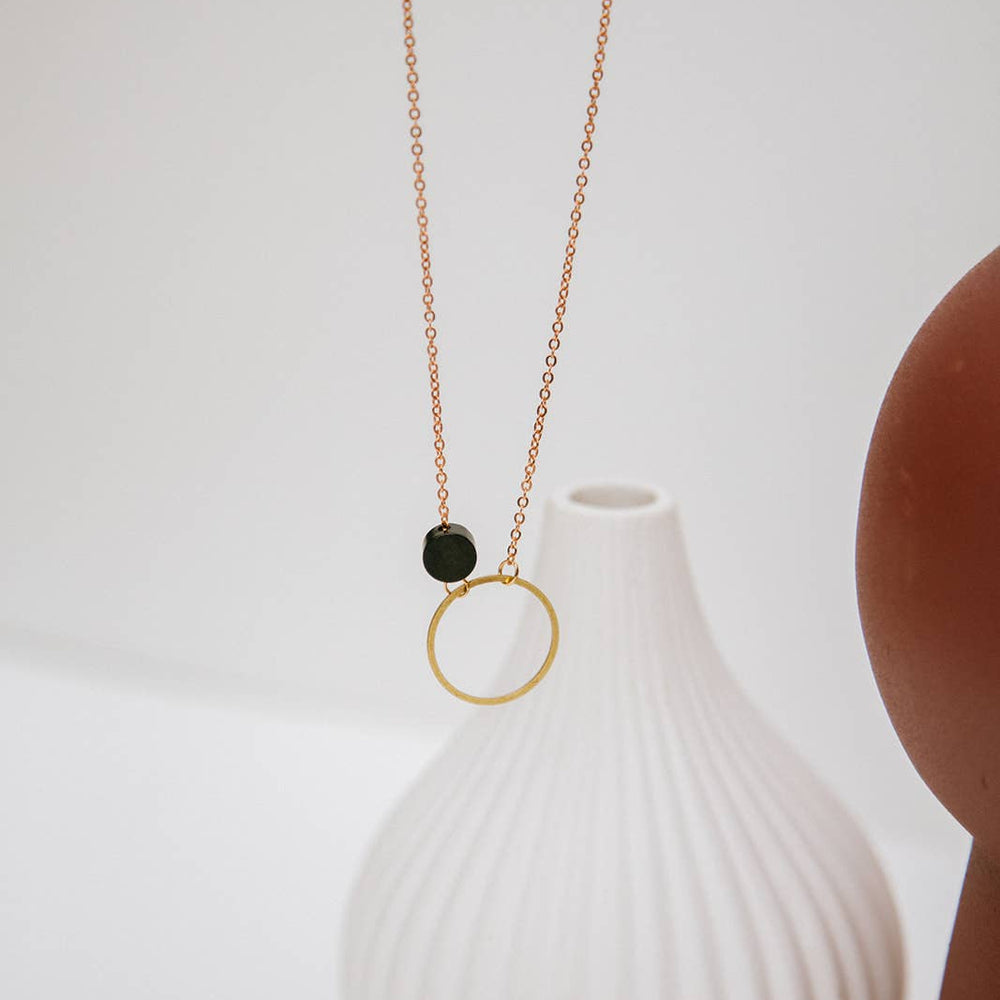 CIRCLE + DISC PENDANT NECKLACE