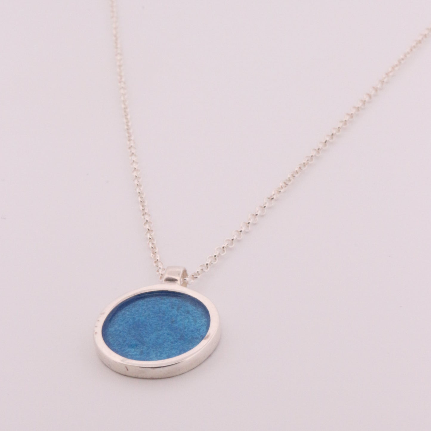 Circle enamel necklace handmade Dundee silver jewellery