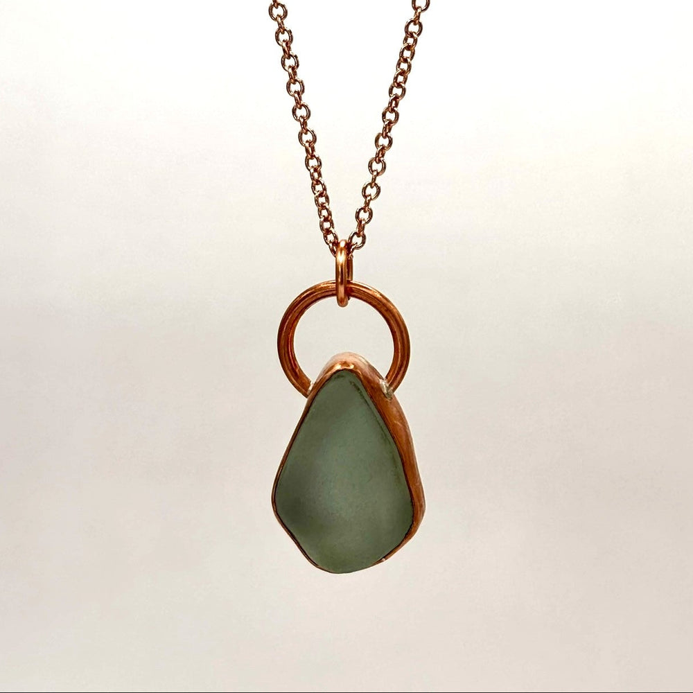 COPPER BEZEL SET SEA GLASS NECKLACE