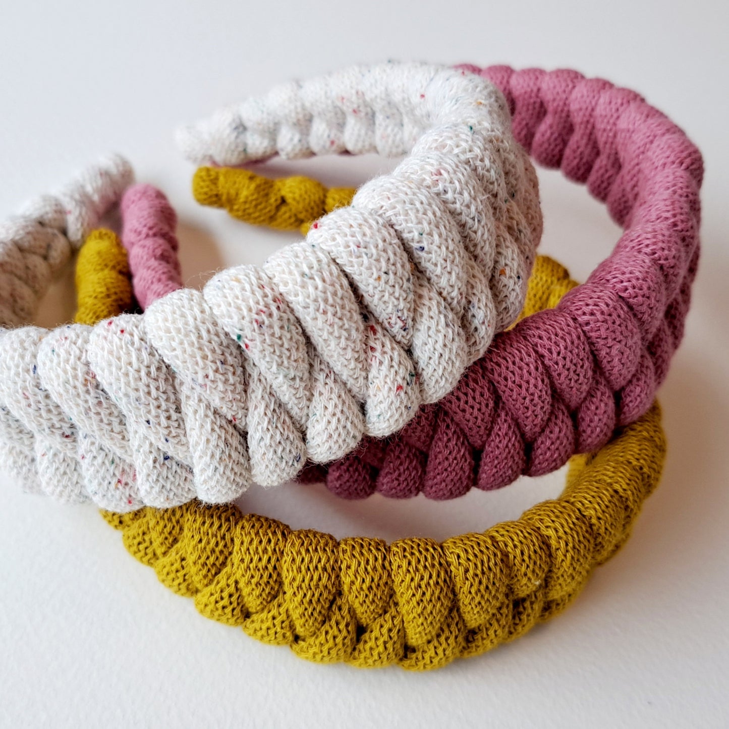 Ragged House recycled cotton macrame cord headbands suitable for adults and children, comfortable everyday hair accessory