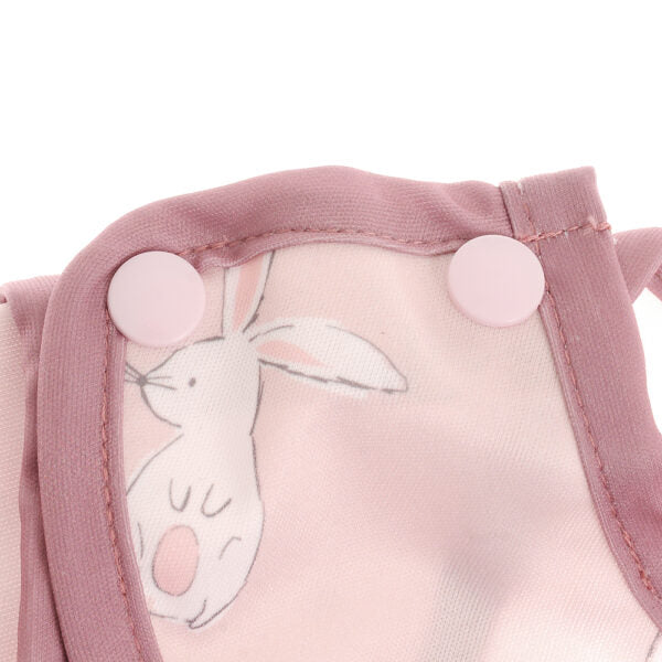 Bunnies long sleeve waterproof bib with crumb catcher pocket for babies aged 6-24 months