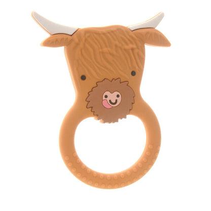 Silicone baby teether BPA free gum soothing teether Highland Cow design