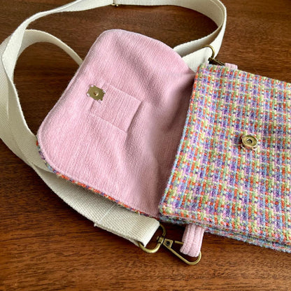 Harris Tweed crossbody bag handmade in Scotland with adjustable strap
