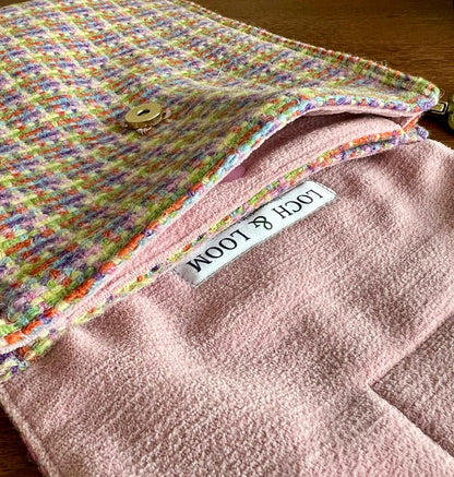 Harris Tweed crossbody bag handmade in Scotland with adjustable strap