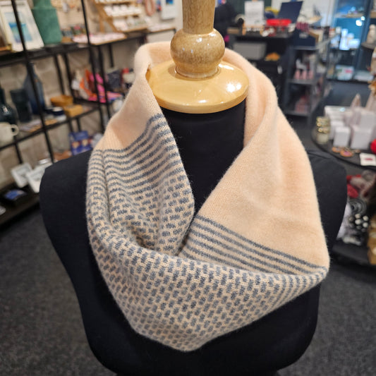 Mitchell + Black Dash and Line short snood handcrafted in Scotland from 100% lambswool