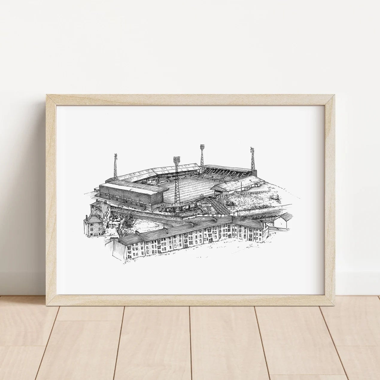 Dens Park Dundee FC stadium fine line print by Sanna Dyker available in A4 or A5