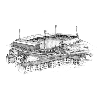 Dens Park Dundee FC stadium fine line print by Sanna Dyker available in A4 or A5
