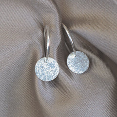 TEXTURED DROP STERLING SILVER HOOPS