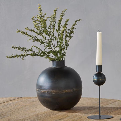 Nkuku Endo recycled iron vase black decorative sculptural piece