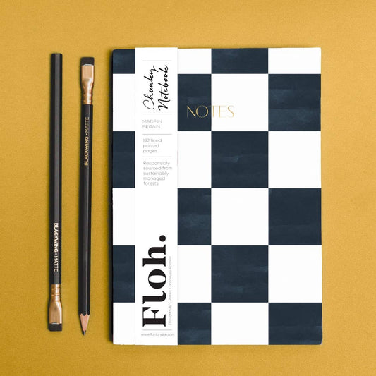 Floh luxury A5 ruled notebook with hot foil cover detailing and 192 ruled pages, designed and made in Britain