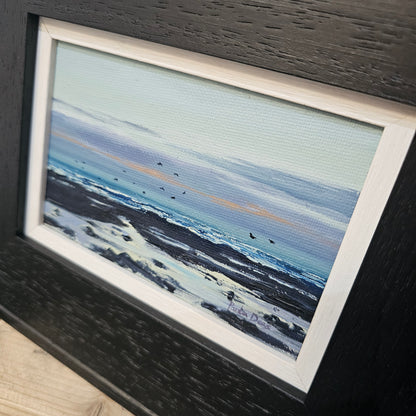 Evening Walk Carnoustie Beach original oil painting by Paula Deas framed artwork