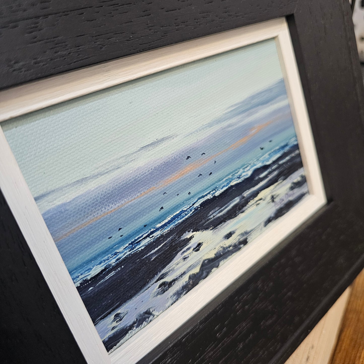 Evening Walk Carnoustie Beach original oil painting by Paula Deas framed artwork