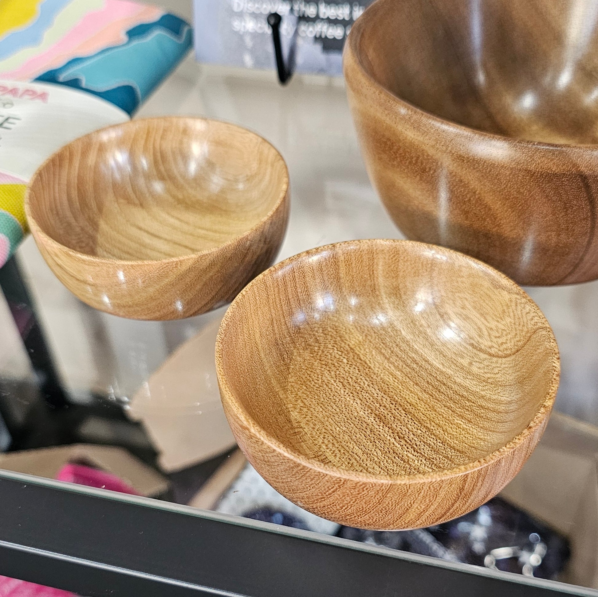 Two extra small wooden Elm bowls handmade in Carnoustie by John Dowie