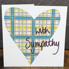 WITH SYMPATHY - BRIGHT TARTAN HEART CARD
