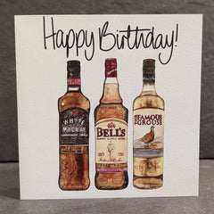 HAPPY BIRTHDAY - BELLS WHISKY TRIO CARD