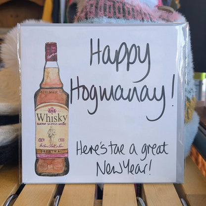 Scottish Card - Whisky bottle with 'Happy Hogmanay! Here's tae a great New Year!' by F&B Cards