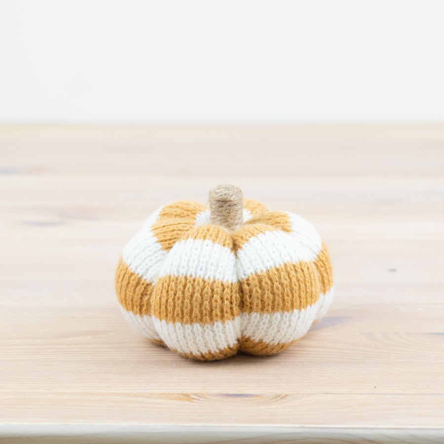 Striped fabric decorative pumpkin for autumn and Halloween home décor