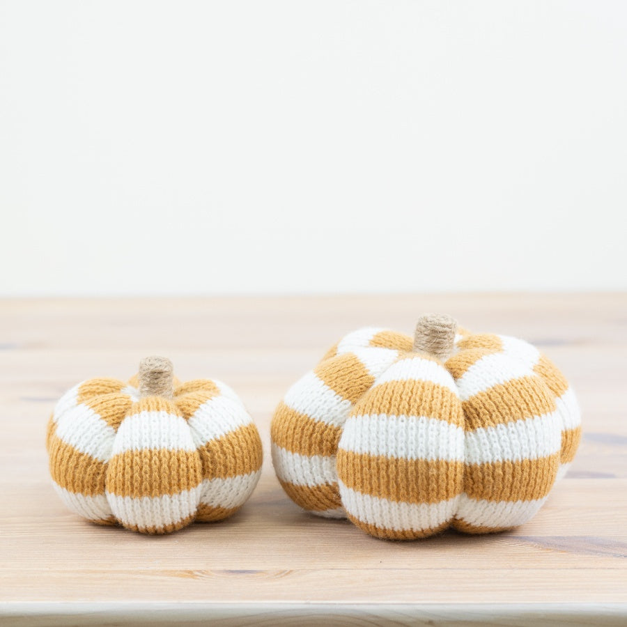 Striped fabric decorative pumpkin for autumn and Halloween home décor