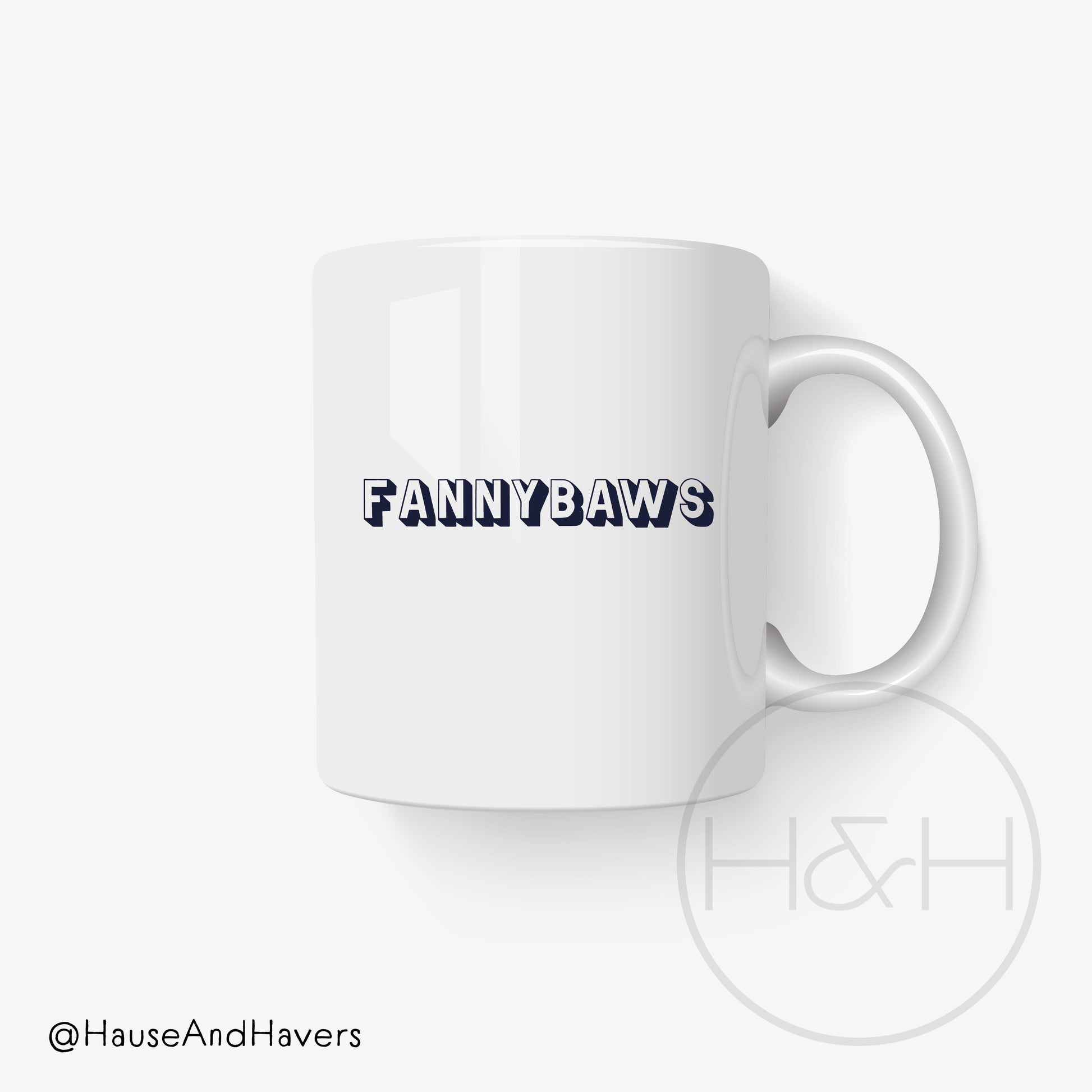 Fannybaws Scottish ceramic mug by Hause & Havers with a bold modern typography design