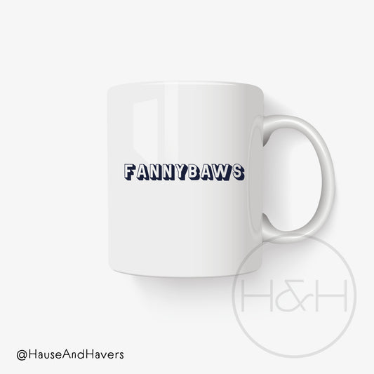 Fannybaws Scottish ceramic mug by Hause & Havers with a bold modern typography design