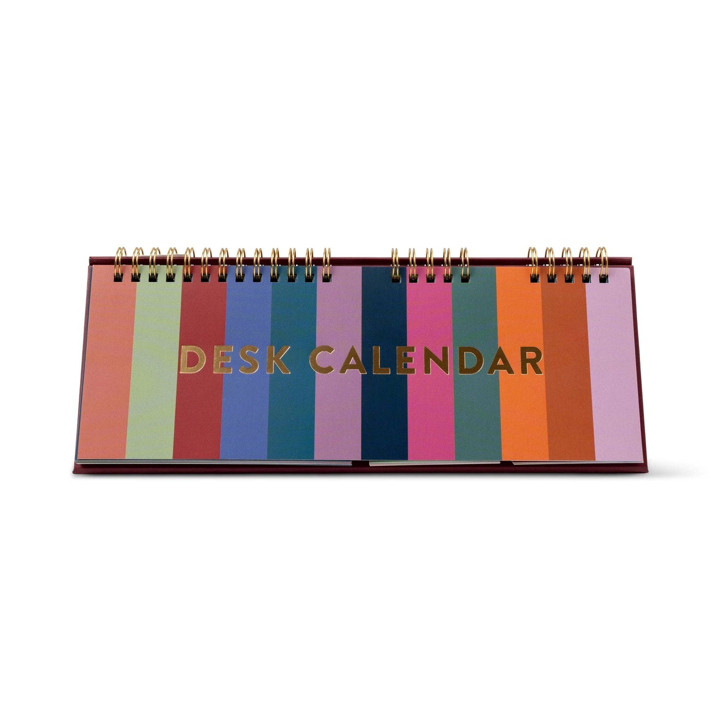 Designworks Ink Colourblock perpetual desk calendar with bold coloured pages and a freestanding A-frame design