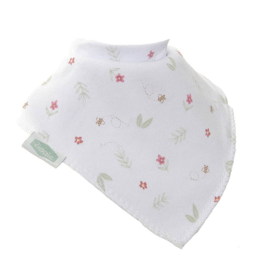 Flowers and Ferns bandana dribble bib by Ziggle cotton and fleece baby bib